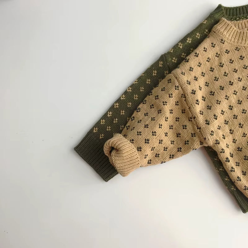 Autumn Kids Clothes Boys Sweaters Brief Style Girls Pullover Floral Sweaters