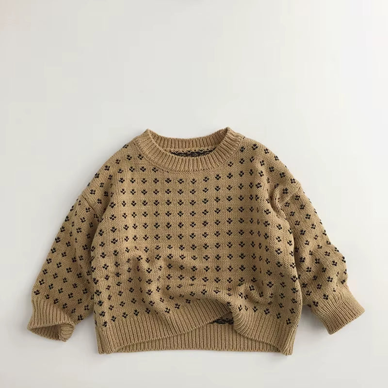 Autumn Kids Clothes Boys Sweaters Brief Style Girls Pullover Floral Sweaters