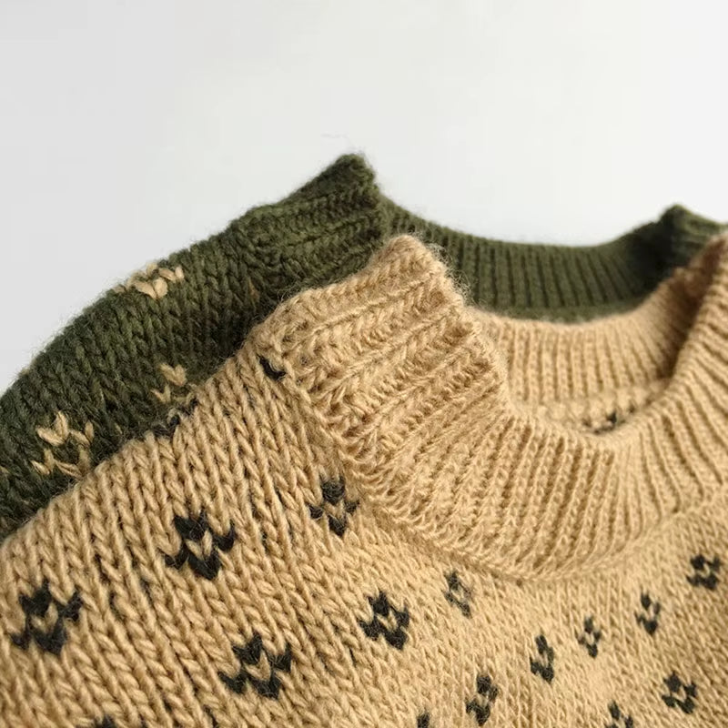Autumn Kids Clothes Boys Sweaters Brief Style Girls Pullover Floral Sweaters