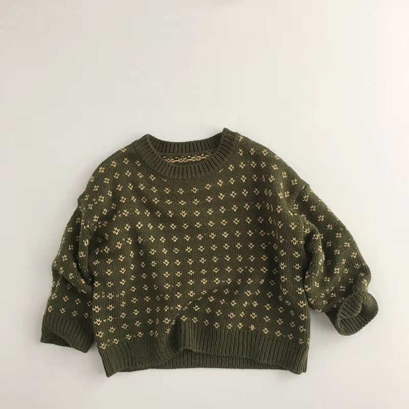 Autumn Kids Clothes Boys Sweaters Brief Style Girls Pullover Floral Sweaters