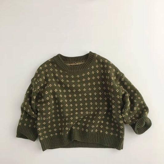 Autumn Kids Clothes Boys Sweaters Brief Style Girls Pullover Floral Sweaters