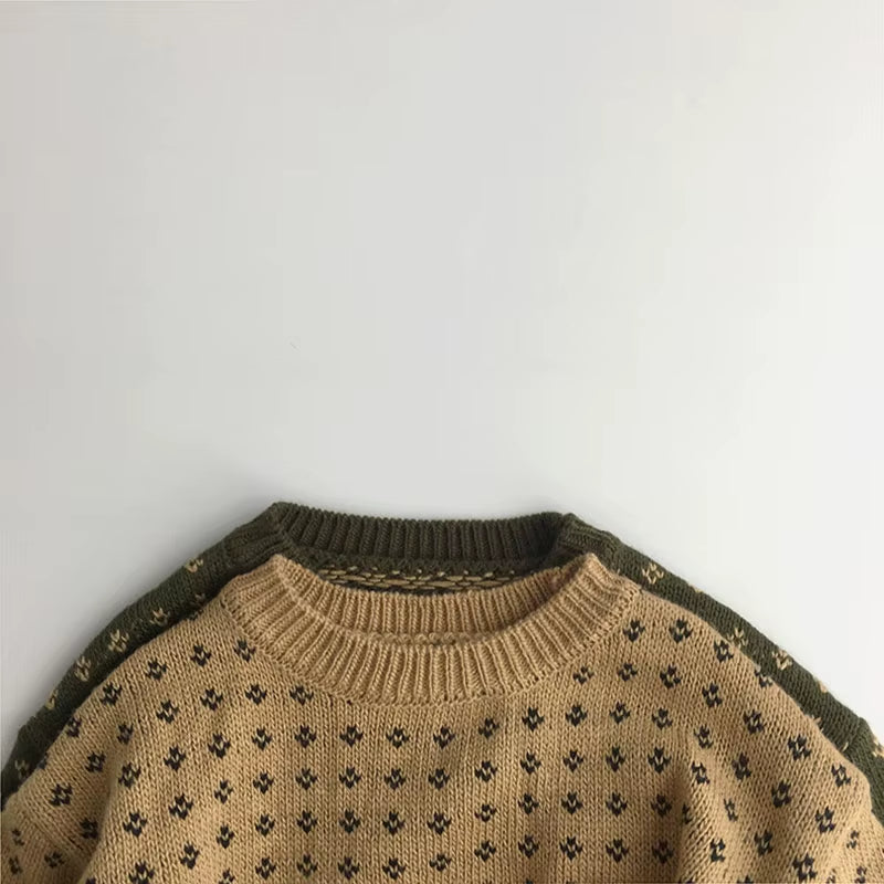 Autumn Kids Clothes Boys Sweaters Brief Style Girls Pullover Floral Sweaters